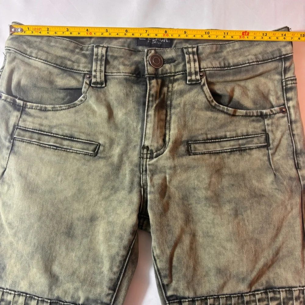 CJ Black Premium Mens Skinny Jeans Distressed Moto Biker Pants Green Sz 28x30